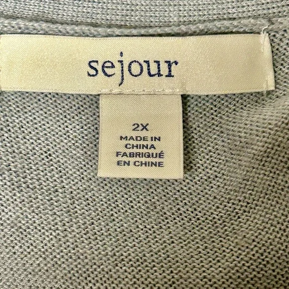 Sejour V-Neck Button-Up Cardigan – Women’s 2X – Gray – 50% Wool / 50% Acrylic - Picture 4 of 5